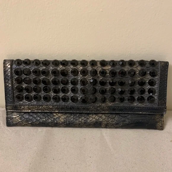 ❤️SALE❤️ Christian Audigier Snake Rhinestones Studs Clutch Bag Black Ed Hardy - Picture 6 of 6